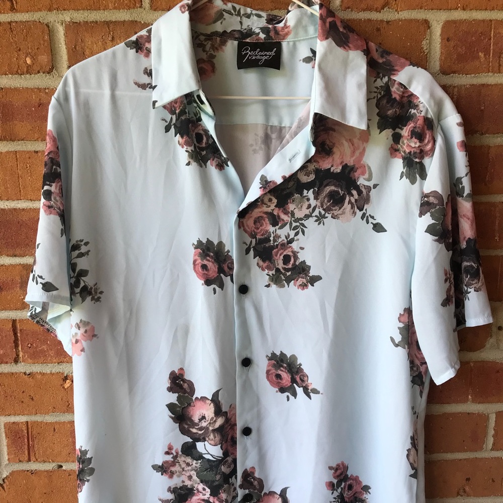 Reclaimed Vintage Floral Shirt (Pale Blue)